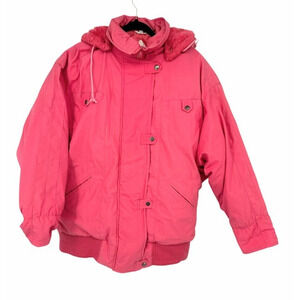 Vintage Freddi Gail Top Hitz Womens Duck Down Coat Size L Pink Snow Ski Hooded